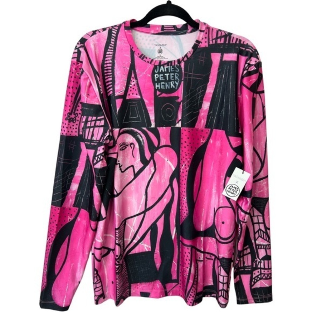 SWIMINISTA X JAMES PETER HENRY GOOD VIBES RASHGUARD PINK BEACH BOARD SHIRT SZ M